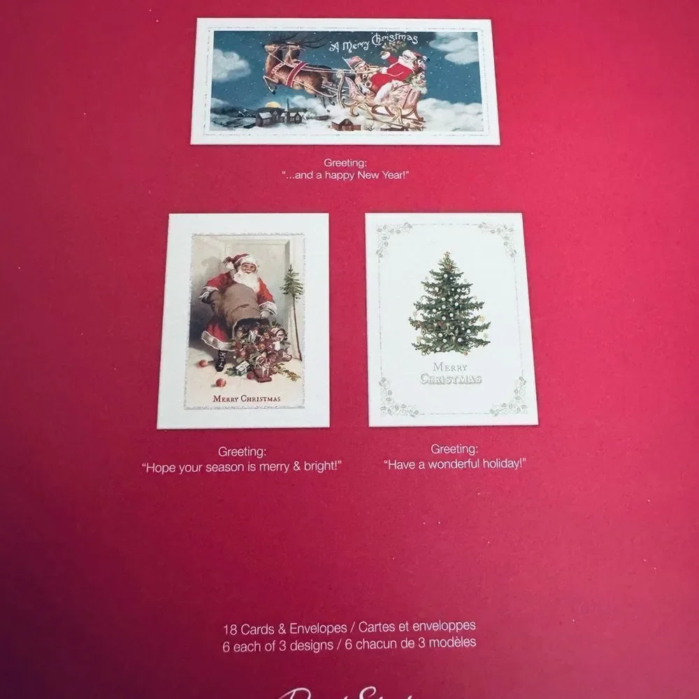 Christmas Cards Vintage Santa Claus Sleigh Punch Studio 18-ct Set